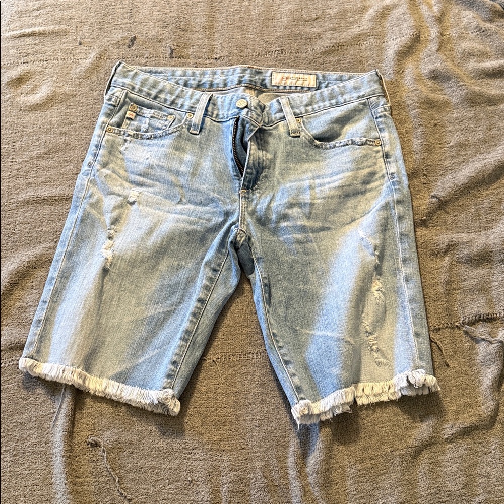 AG Adriano Goldschmied Faded Blue Denim Shorts